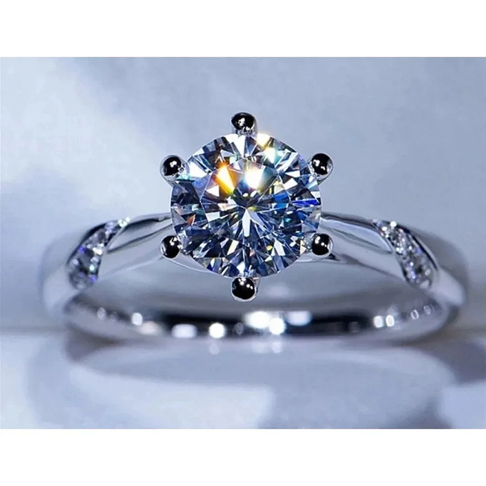 NEW 1ct Simulated Diamond‎ 14k White Gold Plated Silver Ring
